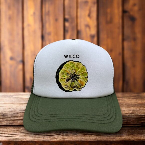 Wilco Mens Trucker Hat Olive Snapback 90s Alt Folk Rock Americana Ball Cap - Picture 1 of 4